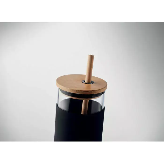 450 ml Silikon Kılıflı Borosilikat Cam Su Şişesi Promozone