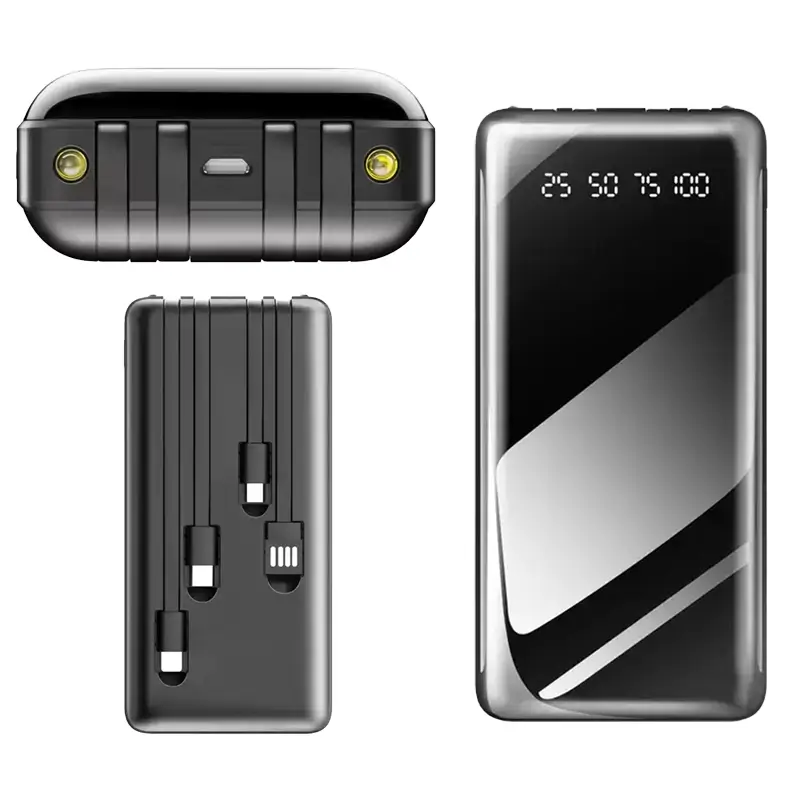 20.000 mAh Dahili Kablolu Cam Görünümlü Powerbank Promozone
