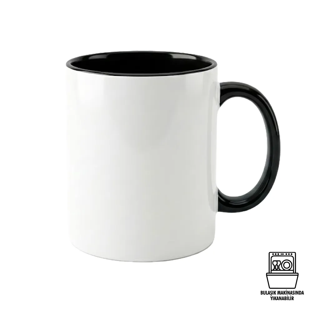 Süblimasyon Porselen Kulpu ve İçi Renkli Kupa - Kutulu Promozone