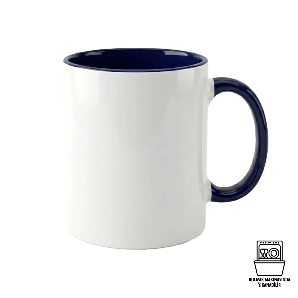 Süblimasyon Porselen Kulpu ve İçi Renkli Kupa - Kutulu Promozone