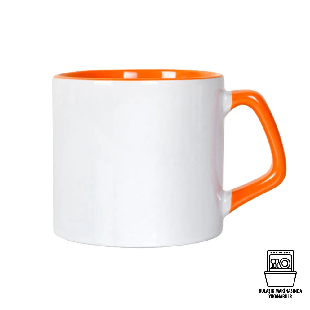 Süblimasyon Porselen Afilli Kulbu ve İçi Renkli  Kupa Bardak Kutulu - Logo Baskılı Promozone