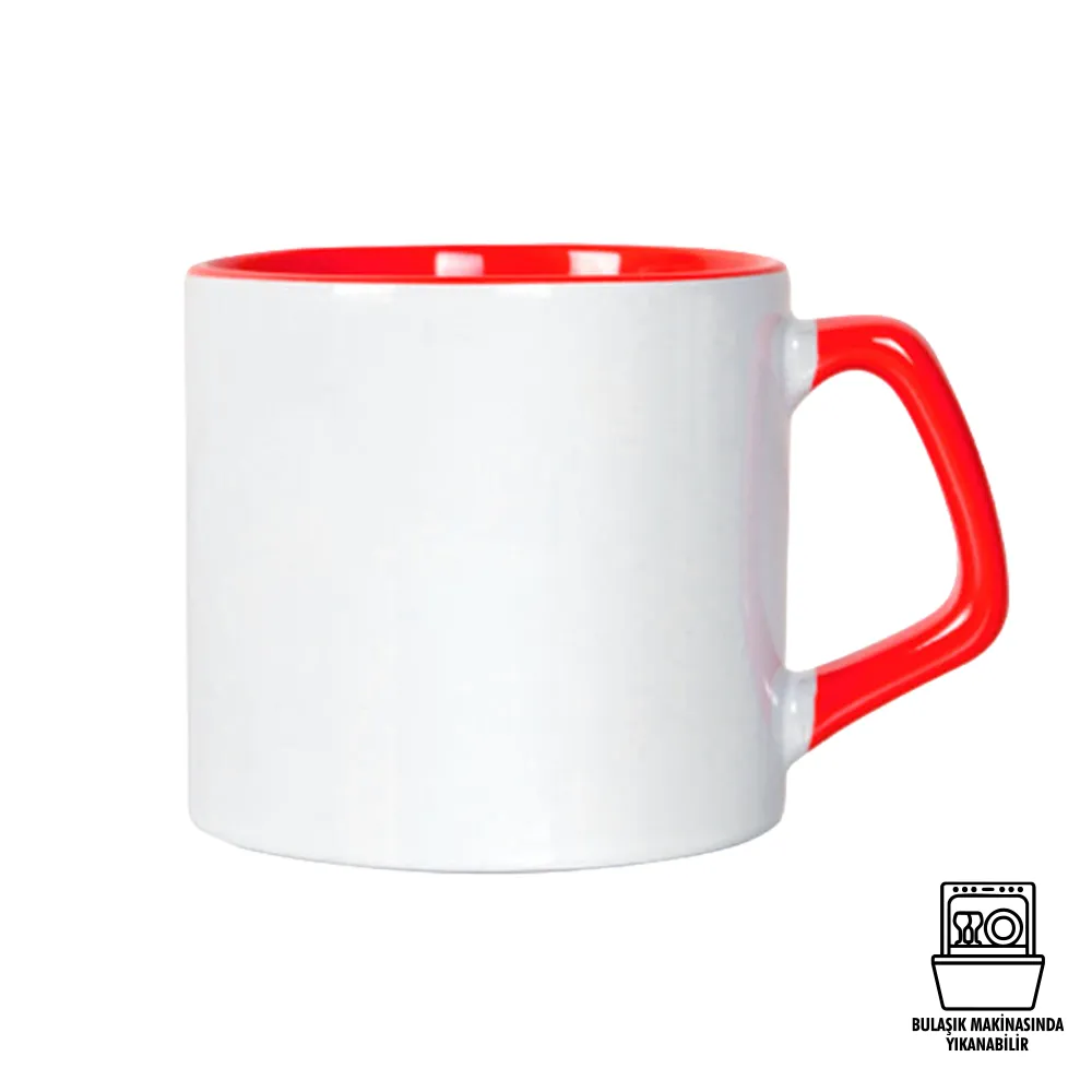 Süblimasyon Porselen Afilli Kulbu ve İçi Renkli  Kupa Bardak Kutulu - Logo Baskılı Promozone