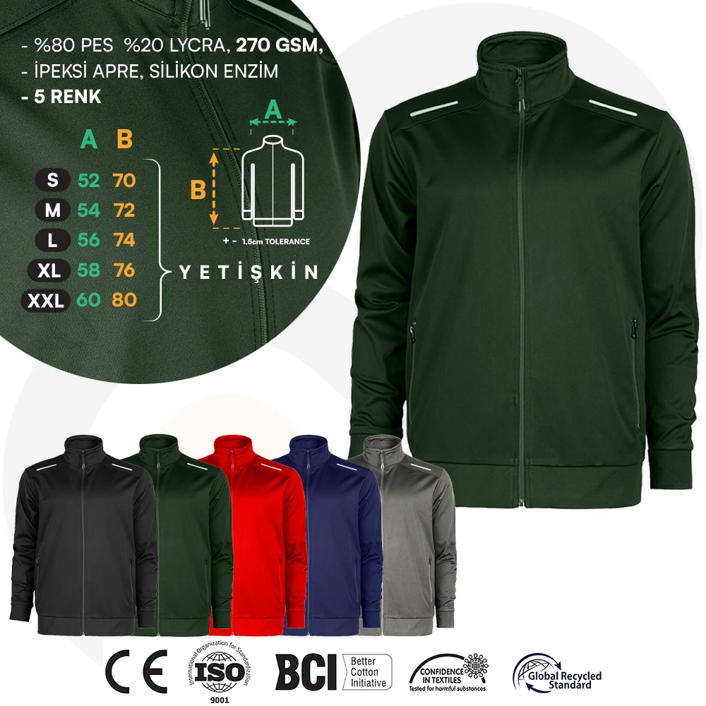 Likra Polyester Kaliteli Yetişkin Eşofman Ceket Promozone