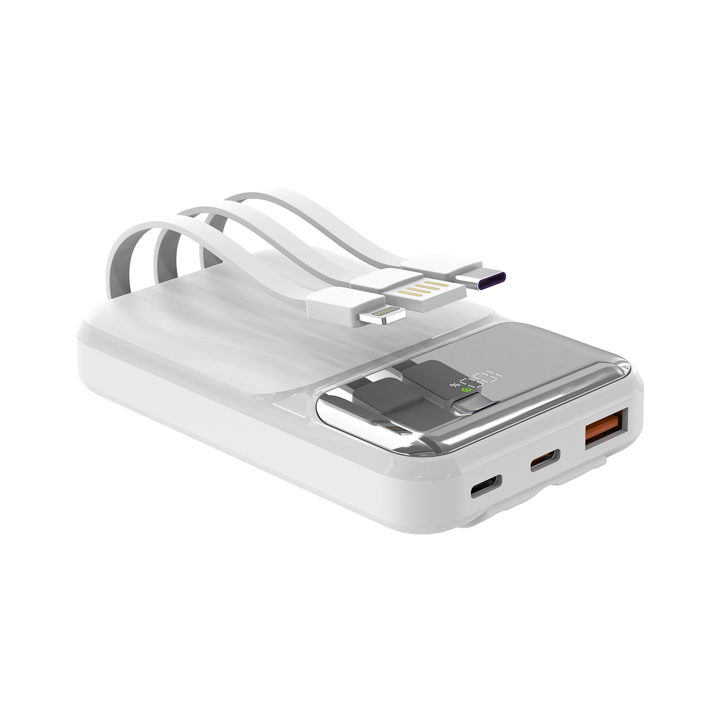 S-link P104 10000 mAh Dahili Kablolu HSC22.5W+PD20W Beyaz LCD Taşınabilir Pil Şarj Cihazı Powerbank Promozone