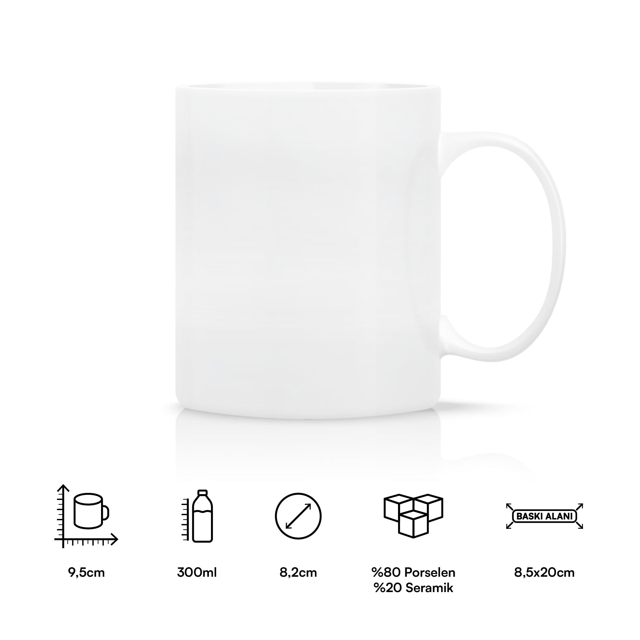 Porselen Süblimasyon Klasik Silindir Promosyon Kupa Bardak - Kutulu