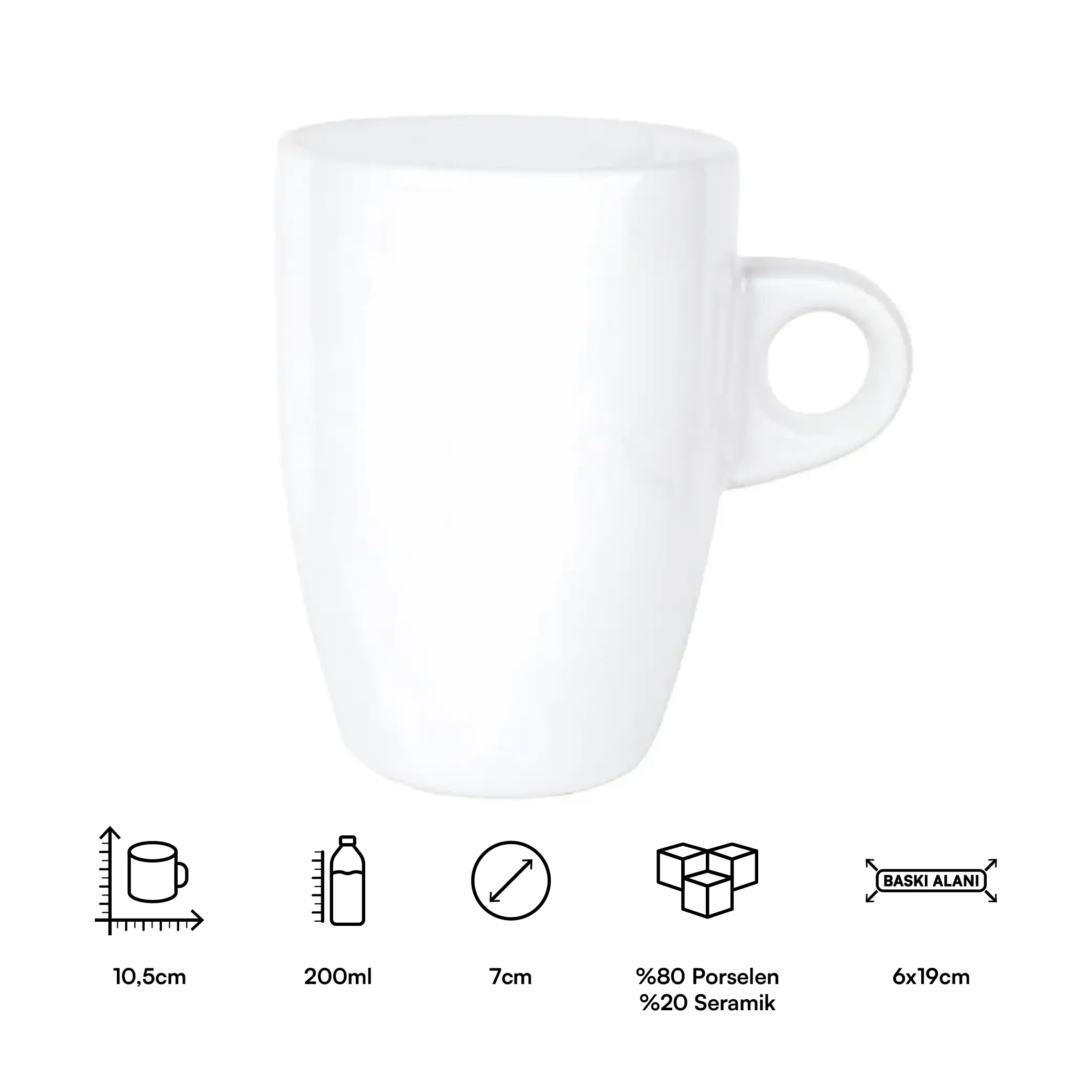 Süblimasyon Porselen Beyaz Latte Promosyon Kupa Bardak - Kutulu