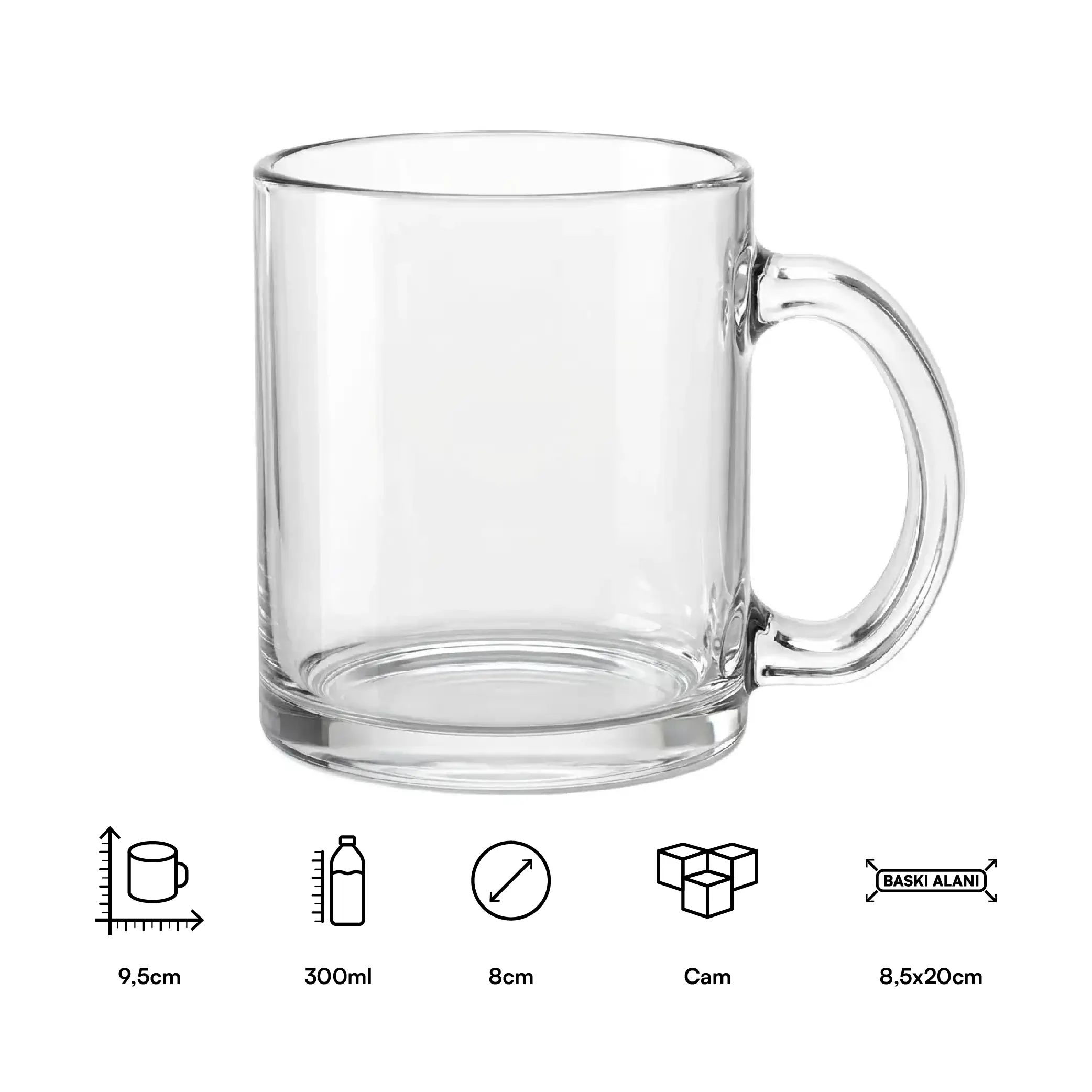 Süblimasyon Cam Kupa Bardak - Kutulu