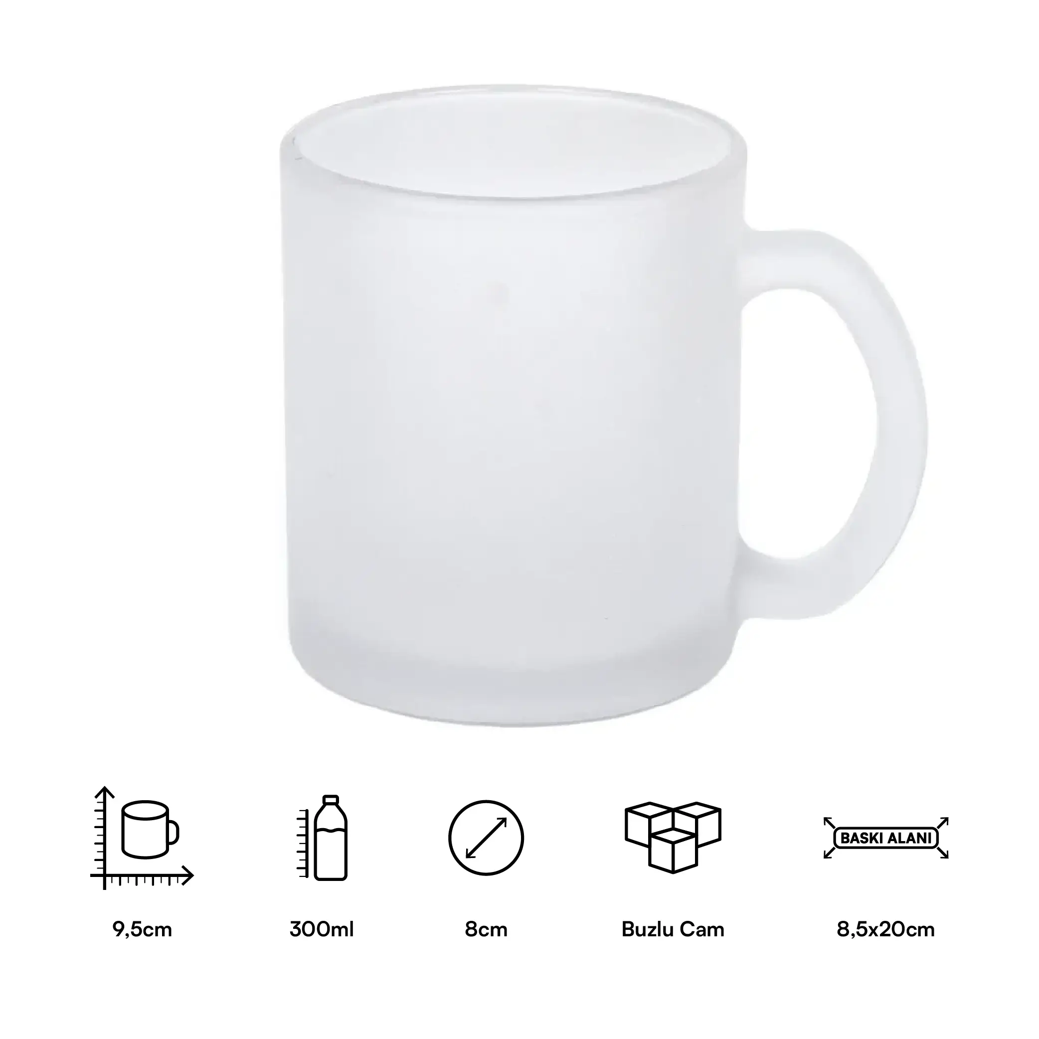 Süblimasyon Buzlu Cam Kupa Bardak - Kutulu