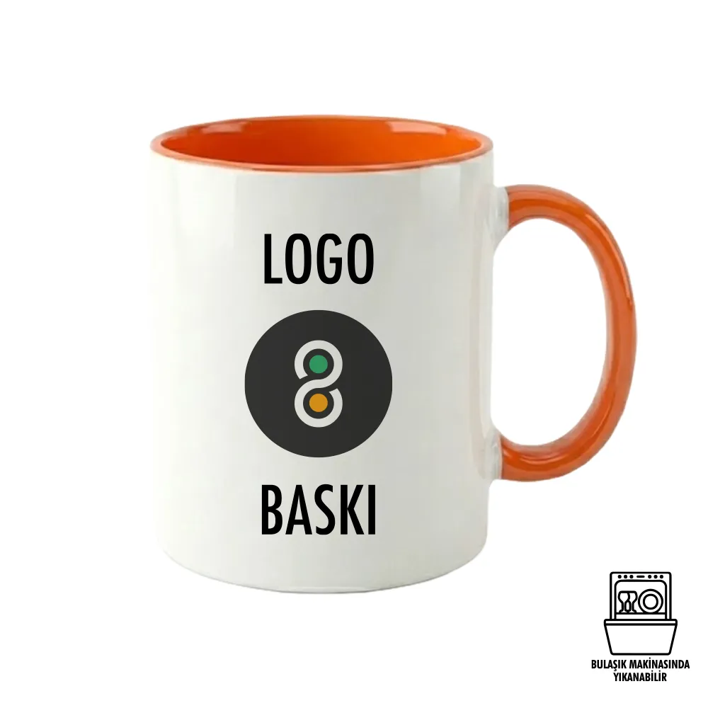 Süblimasyon Porselen Kulpu ve İçi Renkli Kupa - Kutulu Promozone