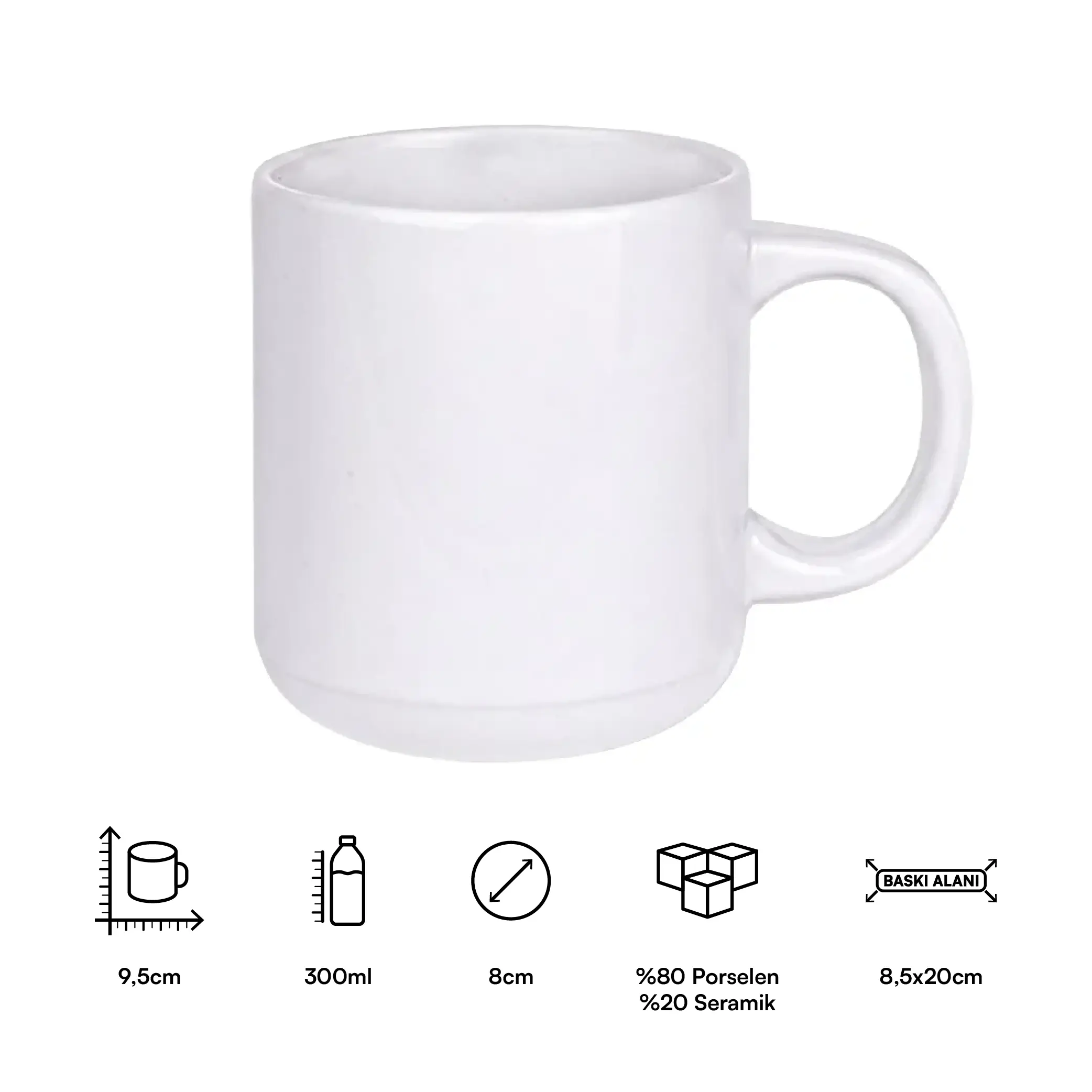 Süblimasyon Porselen Kupa Bardak - Kutulu Promozone