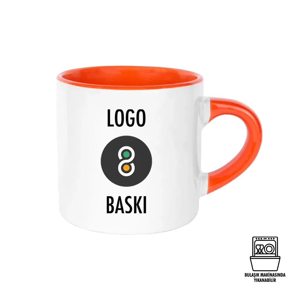 Süblimasyon Porselen Nescafe Kulbu ve İçi Renkli Kupa Bardak Kutulu - Logo Baskılı