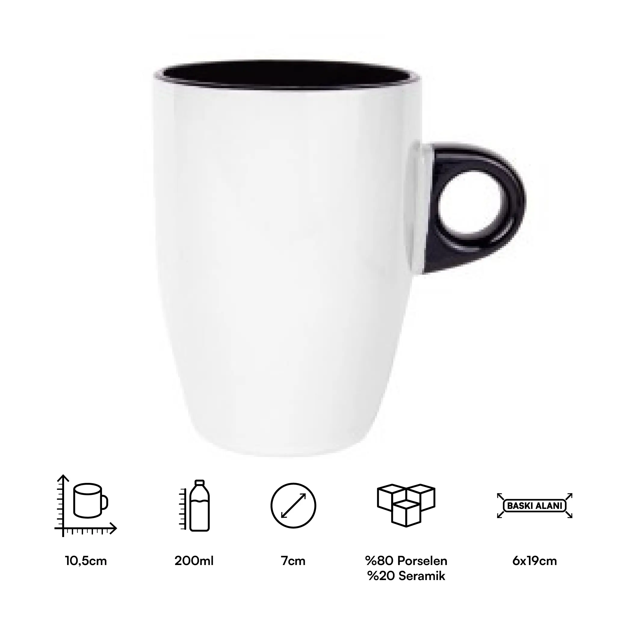 Süblimasyon Porselen Latte Kulbu ve İçi Renkli Promosyon Kupa Bardak - Kutulu