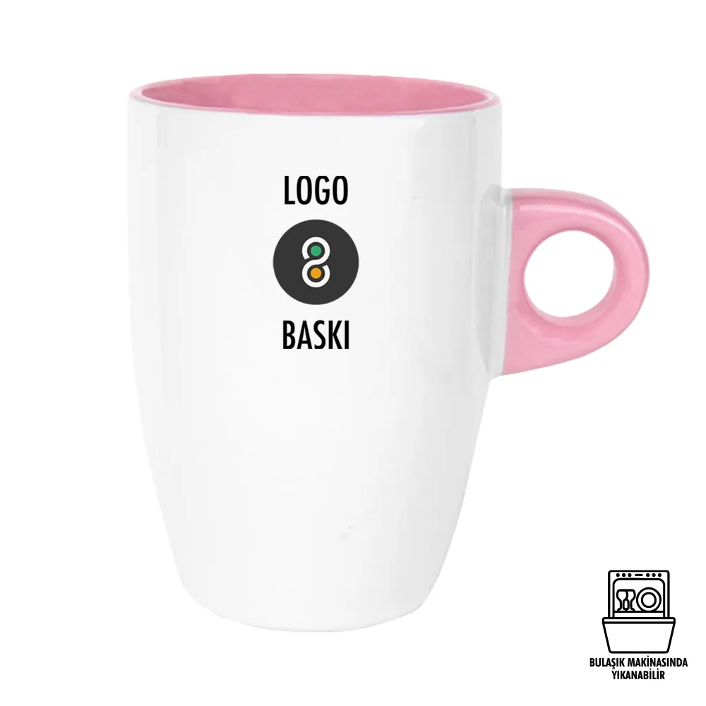 Süblimasyon Porselen Latte Kulbu ve İçi Renkli Promosyon Kupa Bardak - Kutulu