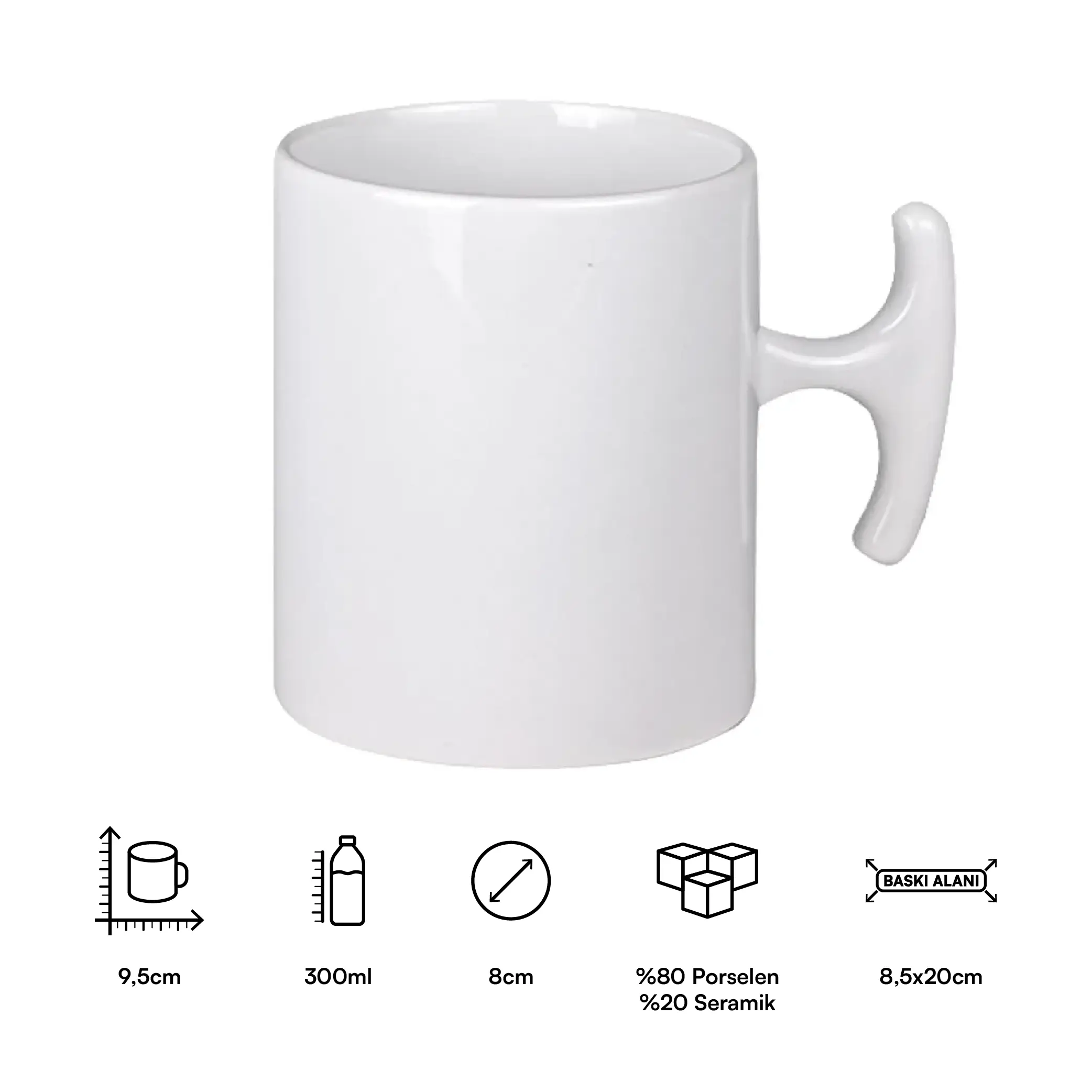 Süblimasyon Hammer Porselen Beyaz Kupa Bardak Kutulu - Logo Baskılı