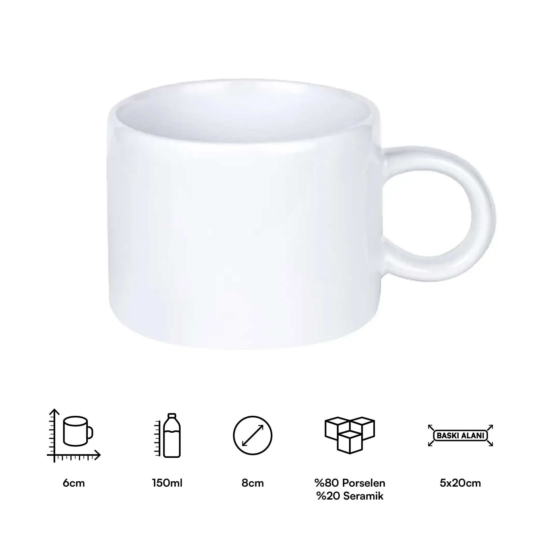 Süblimasyon Porselen Motto Fincan Kutulu - Logo Baskılı