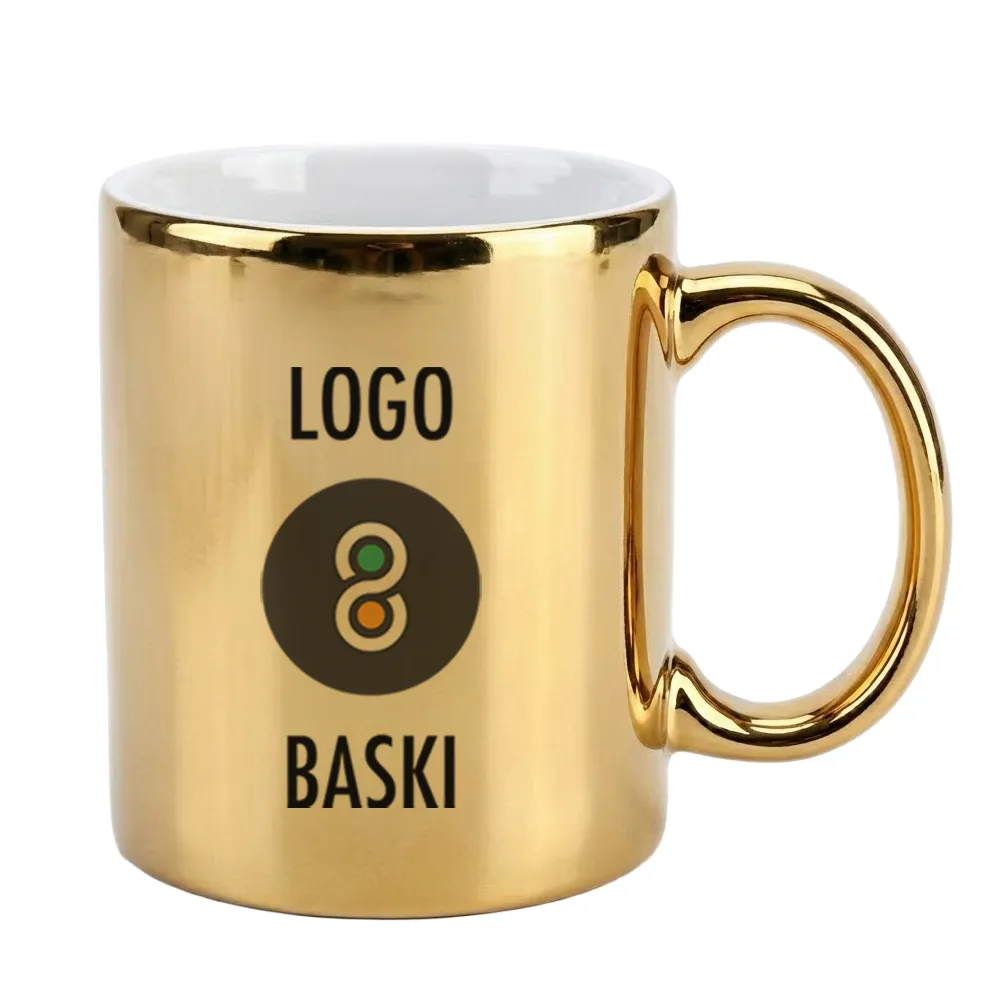 Sublimasyon Porselen Aynalı Gold Metalik Kupa Bardak