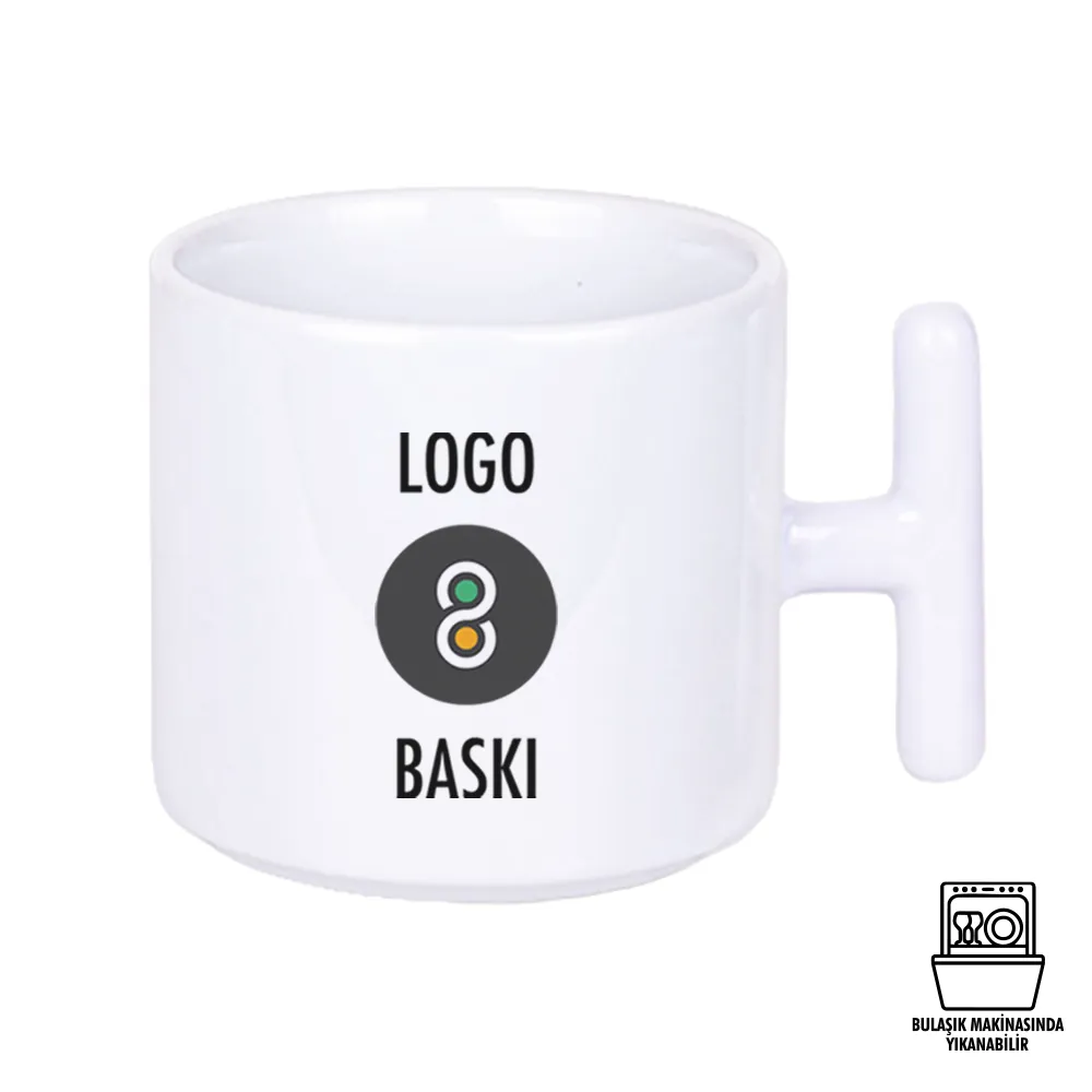 Süblimasyon Porselen Beyaz T Kupa Bardak - Kutulu