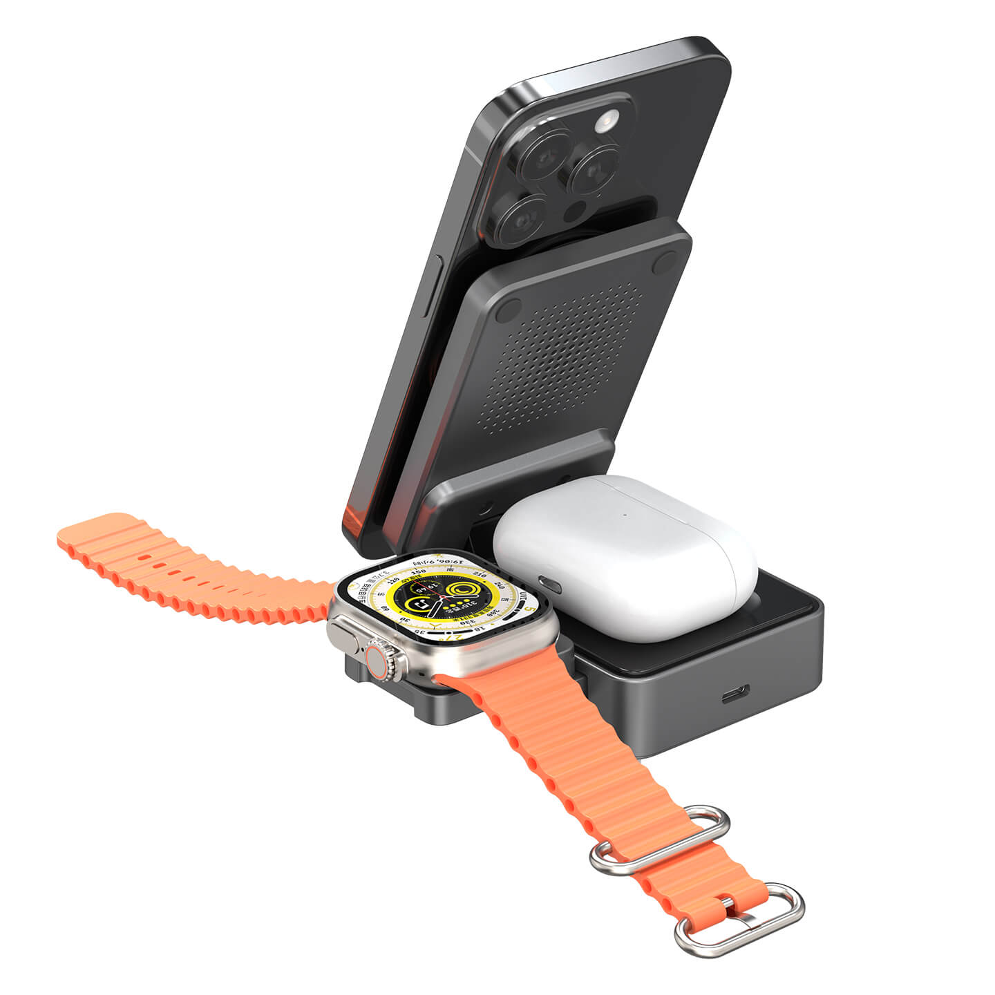 S-link SW-CWF116 Telefon Kulaklık Akıllı Saat 15W 3 in 1 Magsafe Qi2 Kablosuz Şarj Cihazı