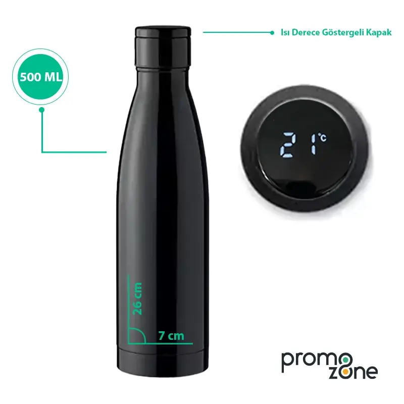 500 ml Dijital Isı Dereceli Termos Promozone
