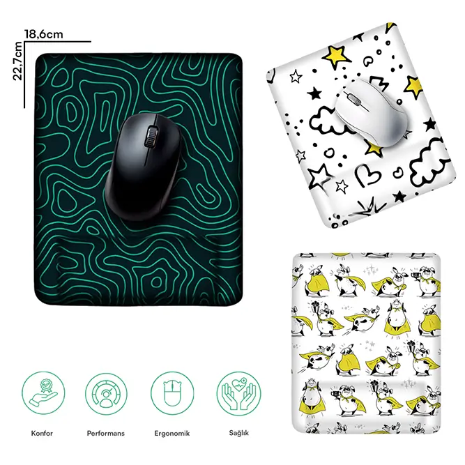 Özel Üretim Sünger Bilekli Dikdörtgen Mouse Pad Promozone