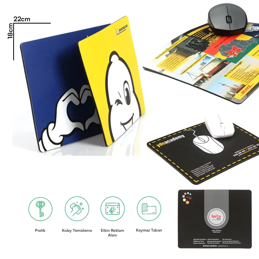 22 x 18 cm Standart Logo Baskılı Mouse Pad Promozone
