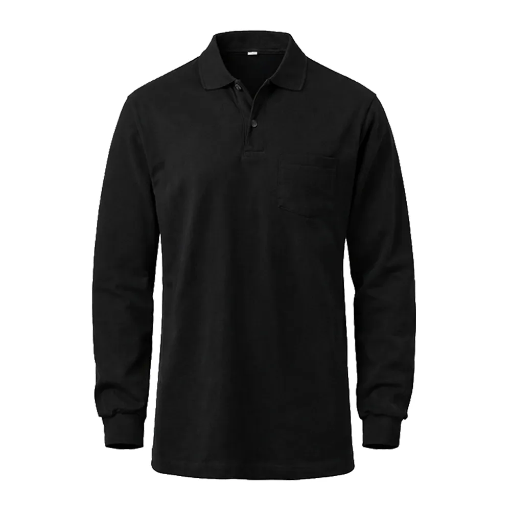 Kışlık İki İplik Uzun Kollu Polo Yaka Sweatshirt Tişört Promozone