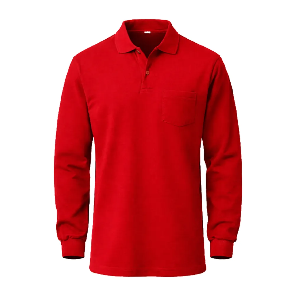 Kışlık İki İplik Uzun Kollu Polo Yaka Sweatshirt Tişört Promozone