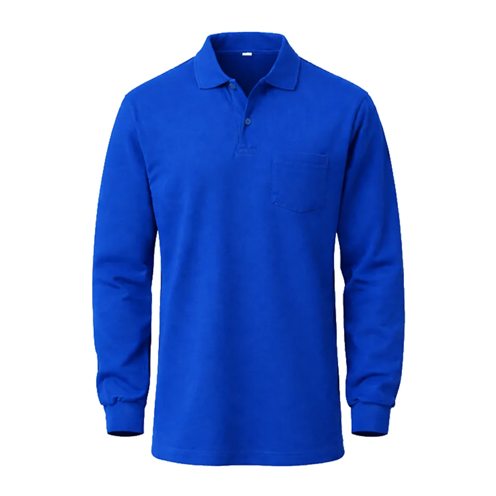 Kışlık İki İplik Uzun Kollu Polo Yaka Sweatshirt Tişört Promozone