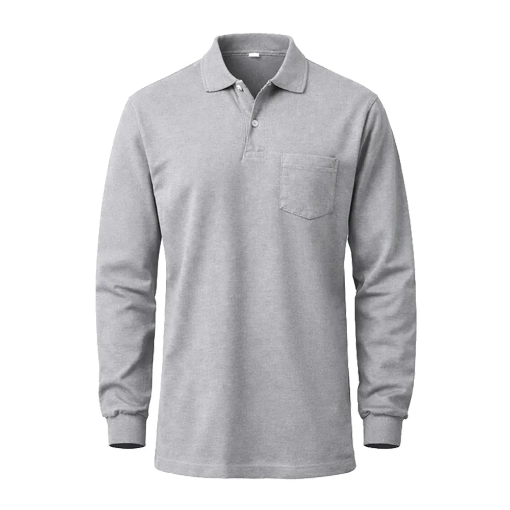 Kışlık İki İplik Uzun Kollu Polo Yaka Sweatshirt Tişört Promozone