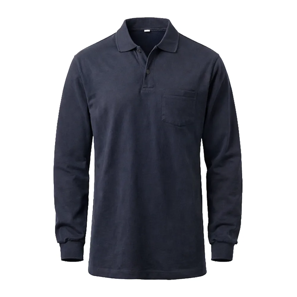 Kışlık İki İplik Uzun Kollu Polo Yaka Sweatshirt Tişört Promozone