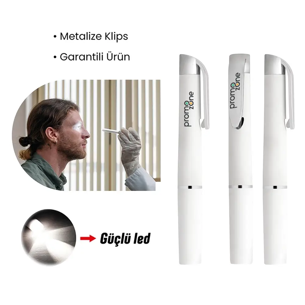 Penlight-Metalize Klips-Işıklı Doktor Kalemi Promozone