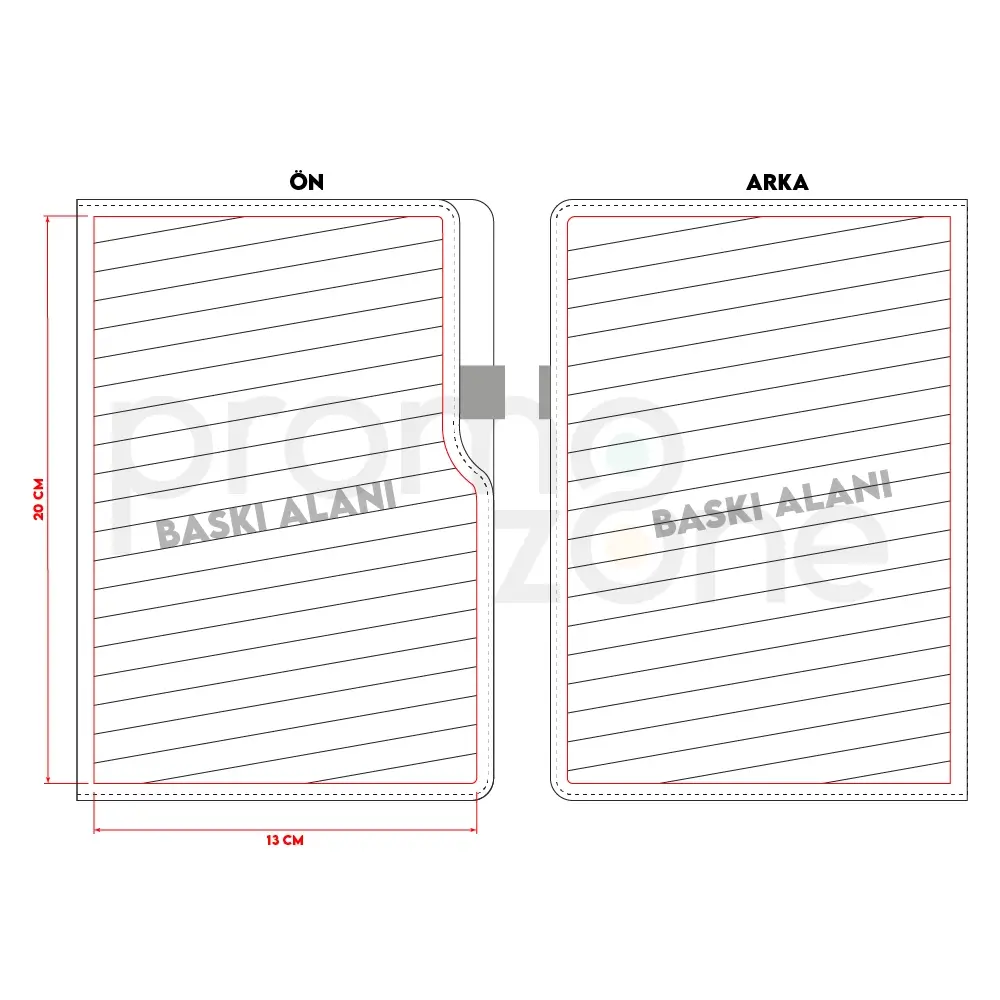 14,5 x 21 cm Termo Deri PU Sert Kapaklı Tarihsiz Defter, 224 Sayfa, 80 gr Ivory Krem Çizgili İç Kağıt, Kenar Boyalı, Kalem Tutuculu Promozone