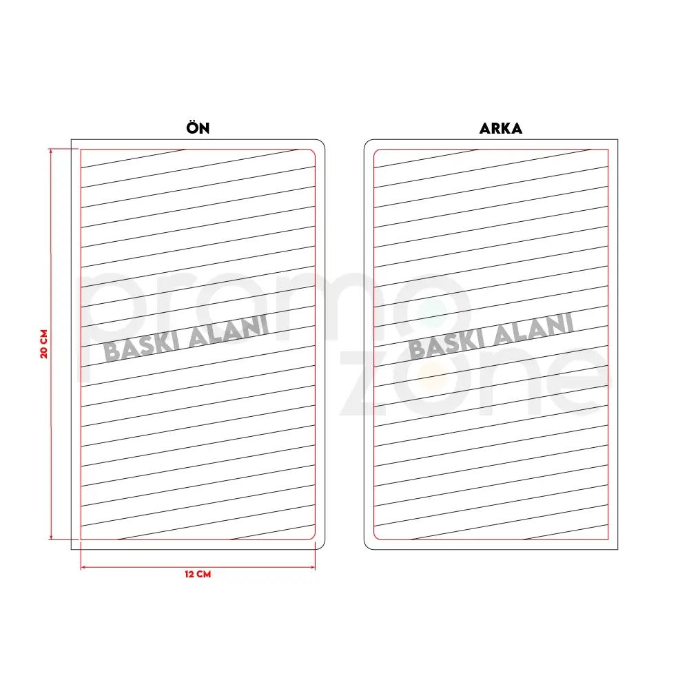 13 x 21 cm Termo Deri Terzi Dikişli Yumuşak Kapaklı Tarihsiz Defter, 80 Sayfa, 80gr. Ivory Çizgili İç Kağıt Promozone