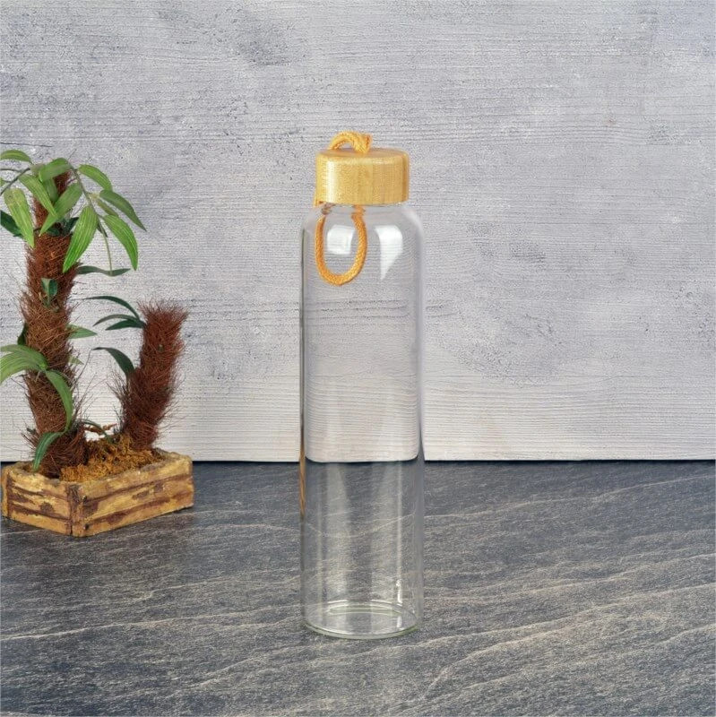 750 ml Bambu Kapaklı Borosilikat Cam Matara Promozone