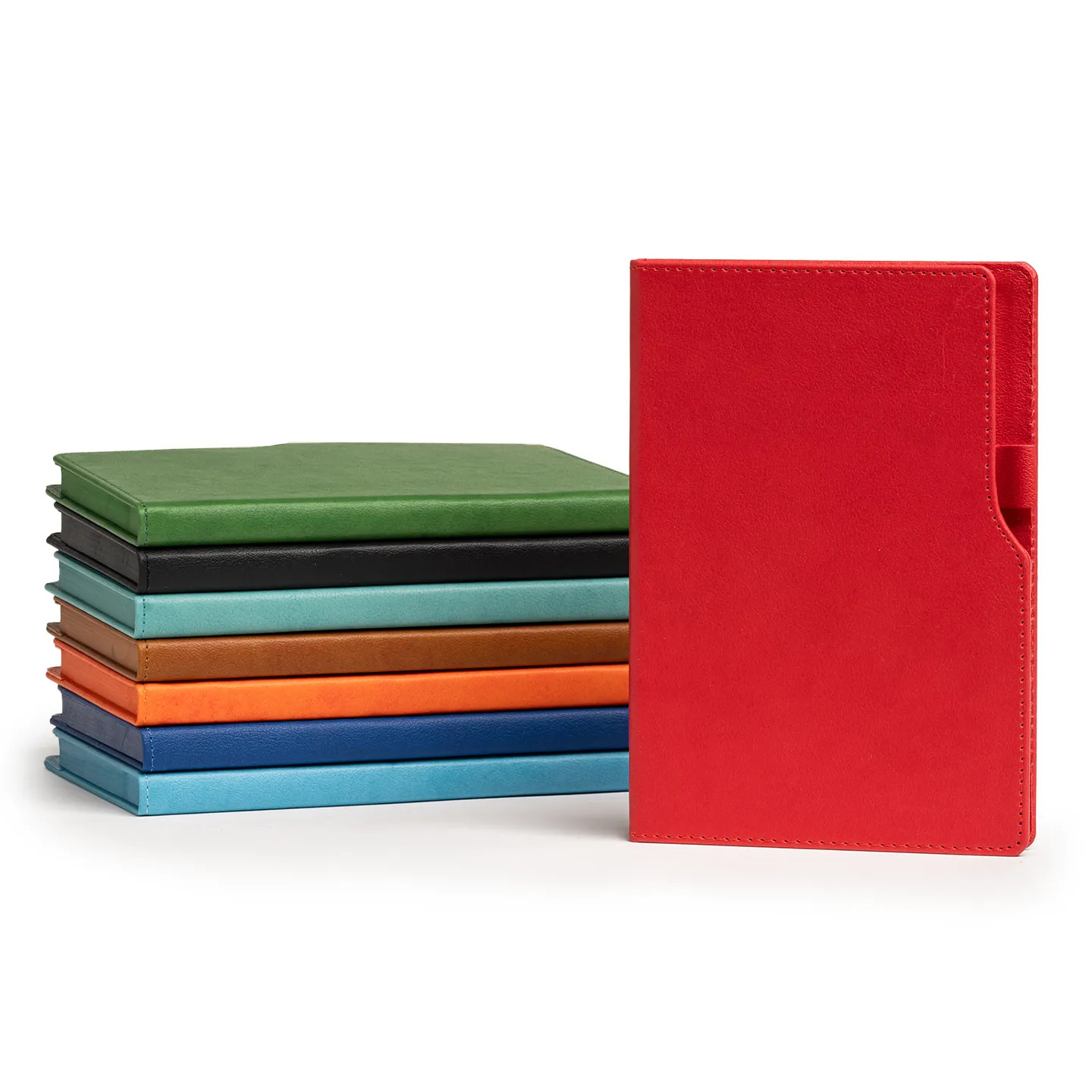 14,5 x 21 cm Termo Deri PU Sert Kapaklı Tarihsiz Defter, 224 Sayfa, 80 gr Ivory Krem Çizgili İç Kağıt, Kenar Boyalı, Kalem Tutuculu Promozone