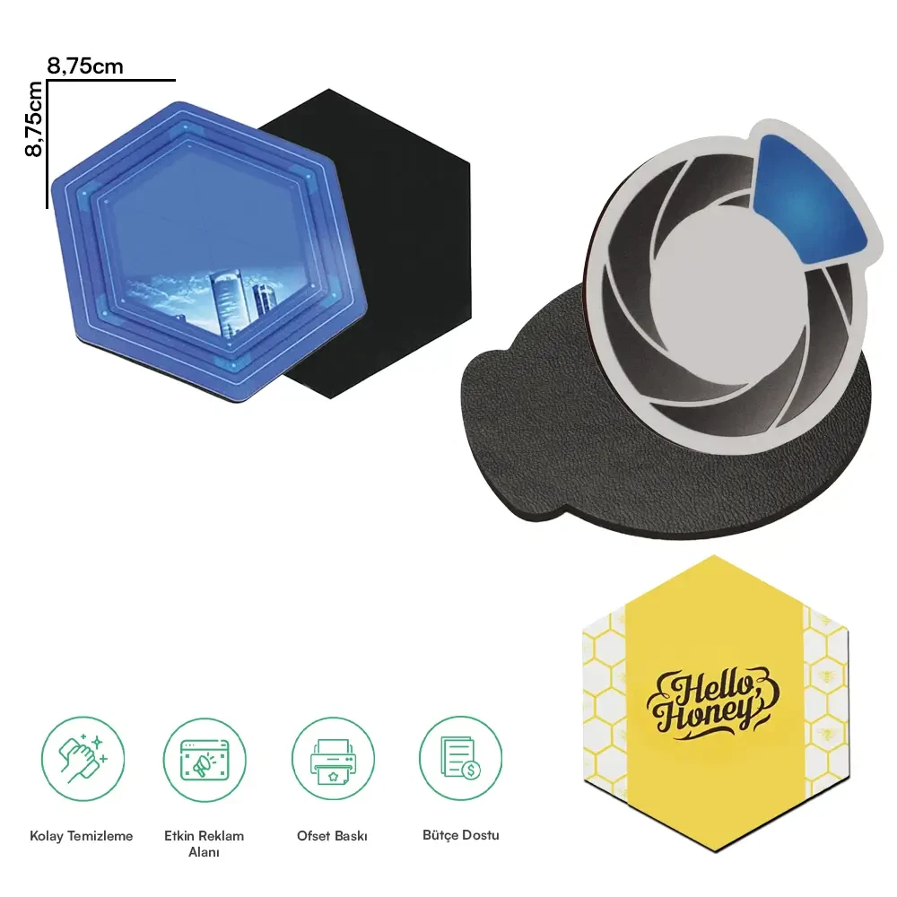9x9 cm İçerisinde Özel Kesim Bardak Altlığı Promozone