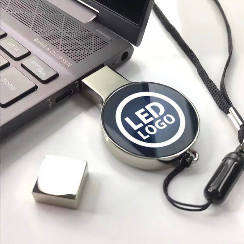 32 GB Metal Led Işık Özellikli Yuvarlak USB Bellek Promozone