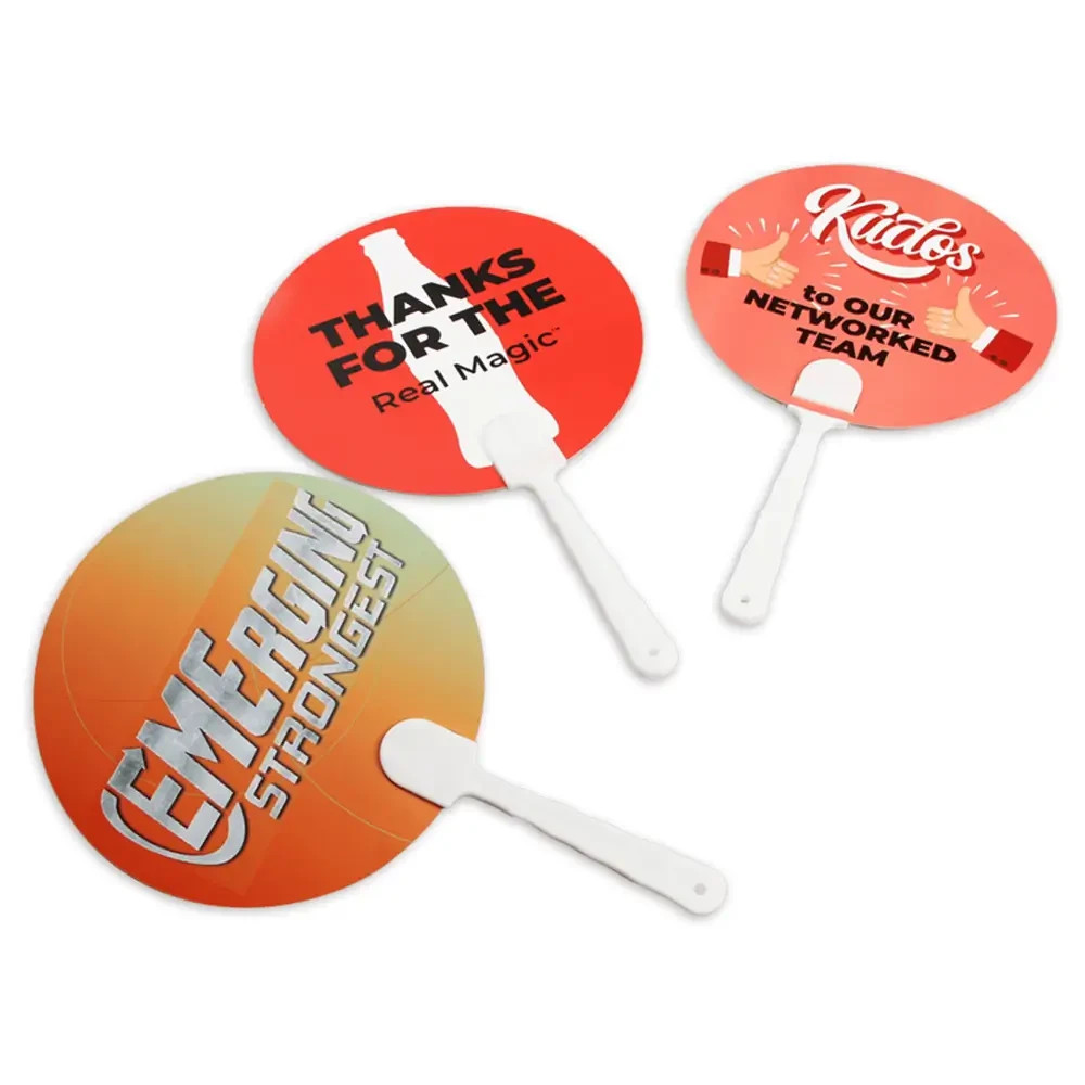 Özel Üretim Yuvarlak Logo Baskılı PVC Yelpaze