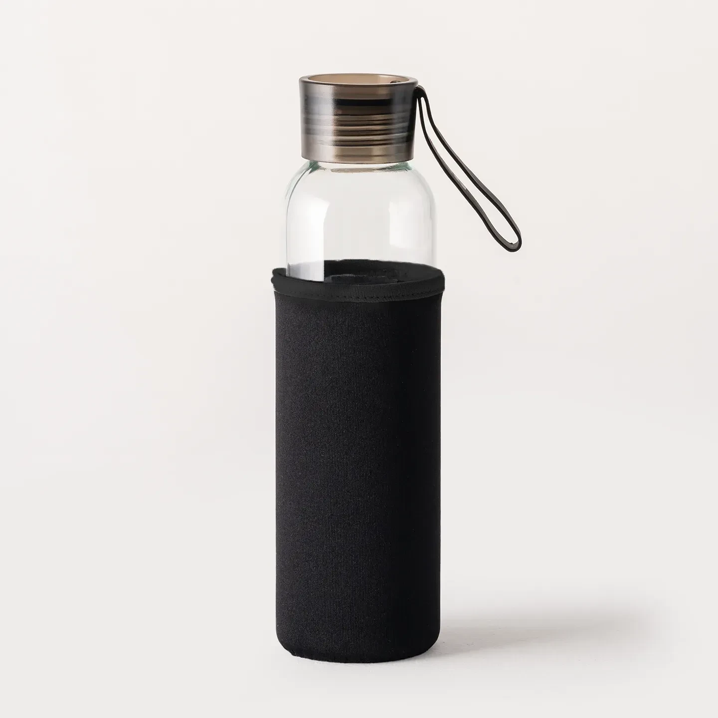 500ml Kılıflı Geri Dönüştürülmüş Cam Su Şişesi - Siyah