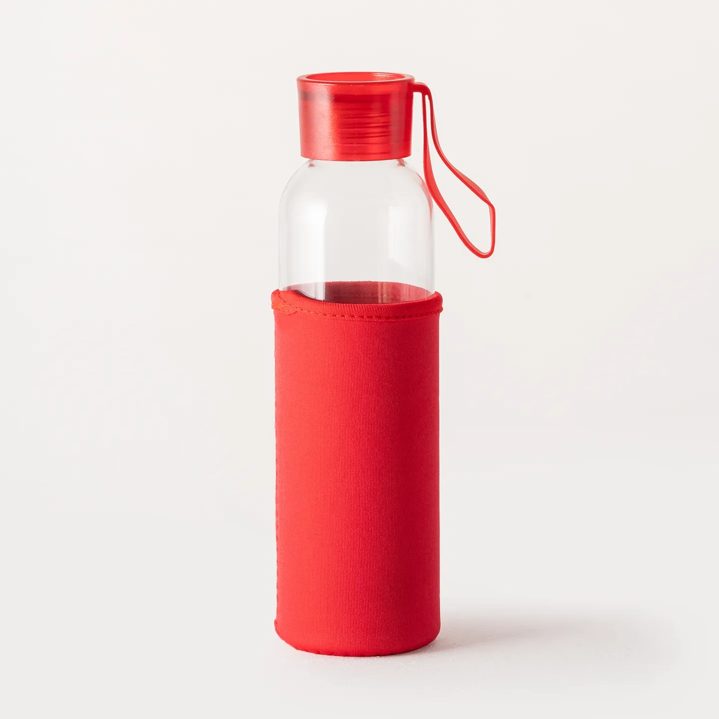 500ml Kılıflı Geri Dönüştürülmüş Cam Su Şişesi - Kırmızı