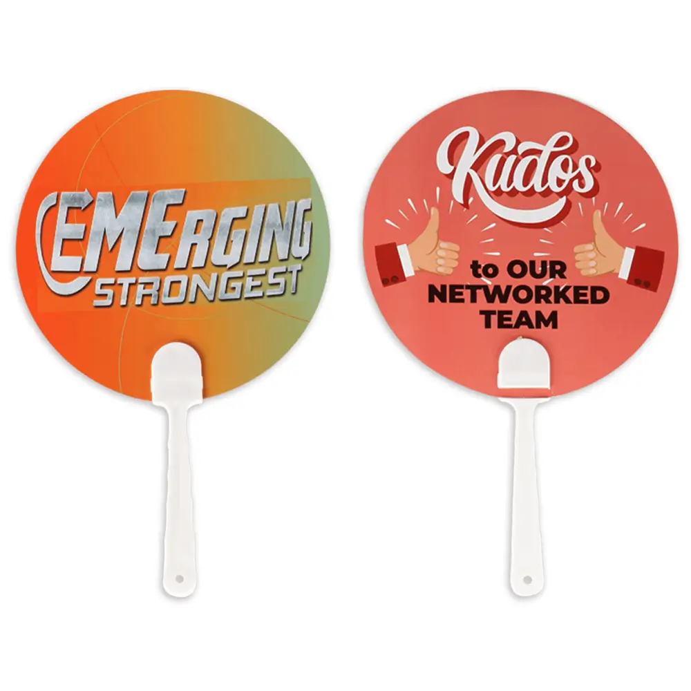 Özel Üretim Yuvarlak Logo Baskılı PVC Yelpaze