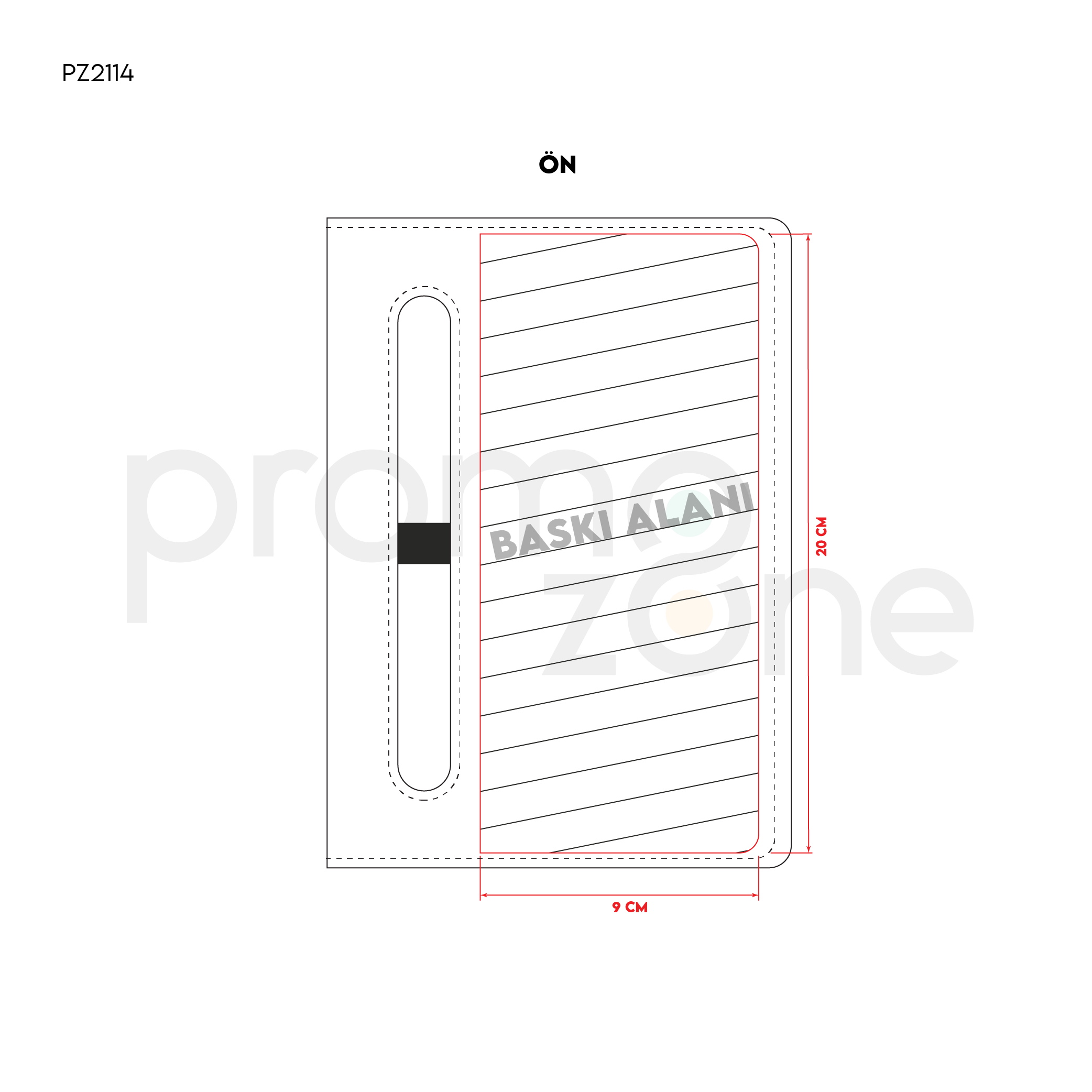 15 x 21 cm Termo PU Sert Kapaklı Tarihsiz Defter, 224 Sayfa, 70gr. Ivory Krem Çizgili İç Kağıt, Kalem Tutuculu, Esnek Lastikli Promozone