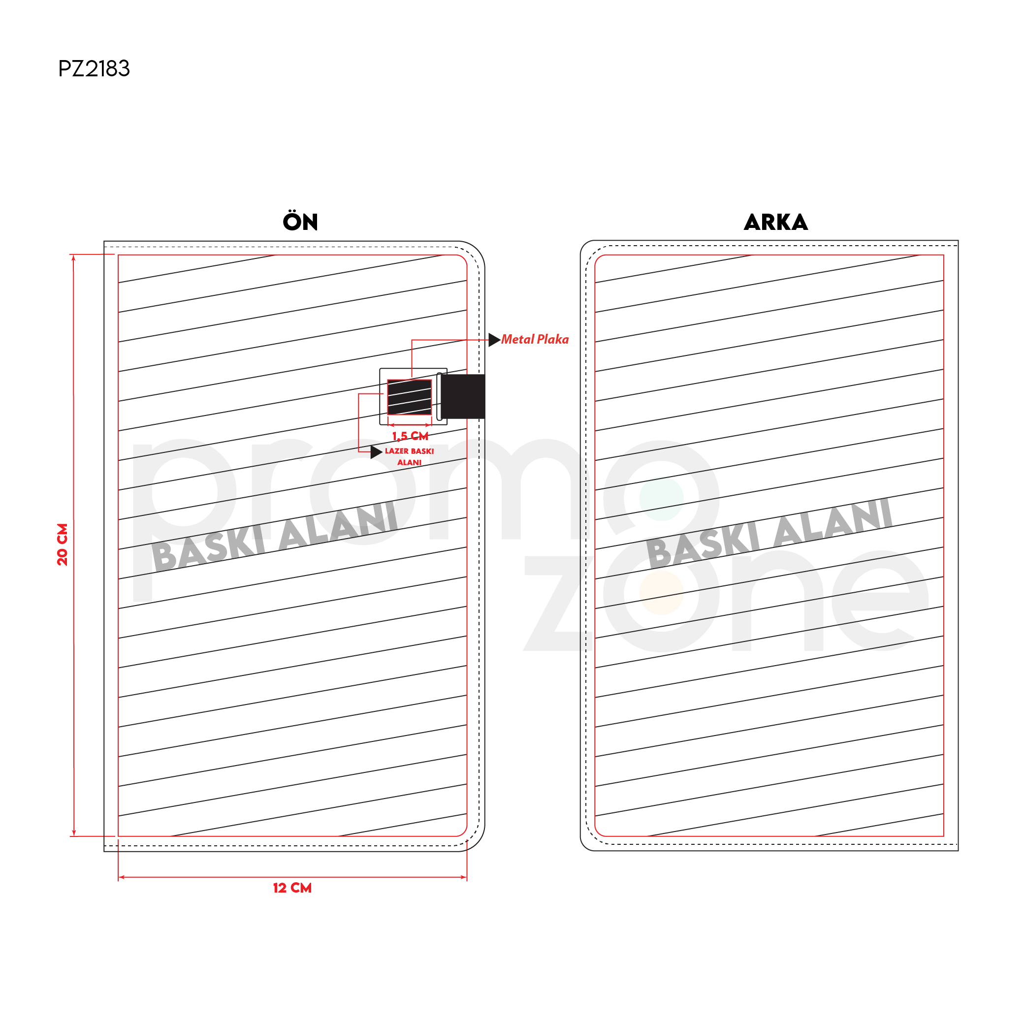 13 x 21 cm Denim Termo PU Sert Kapaklı Tarihsiz Defter, 224 Sayfa, 80 gr. Ivory Krem Çizgili İç Kağıt, Renkli Kenarlı, Metal Tokalı Promozone