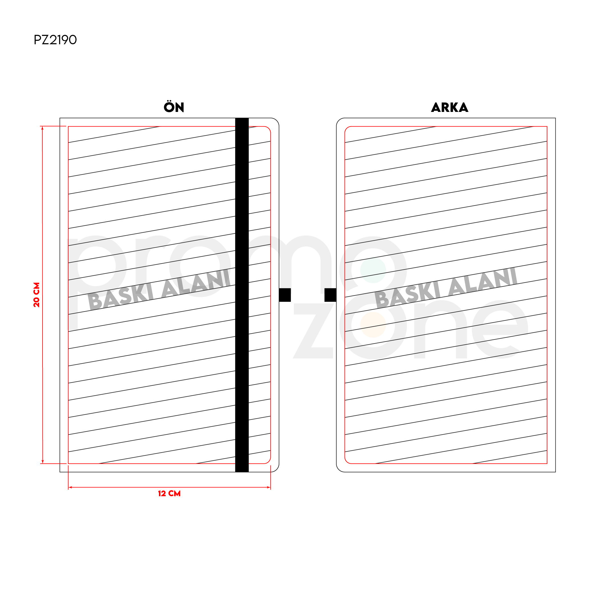 13 x 21 cm Termo PU Sert Kapaklı Tarihsiz Defter, 160 Sayfa, 70 gr. Nostaljik Çizgili İç Kağıt, Esnek Lastikli, Kalem Tutuculu Promozone