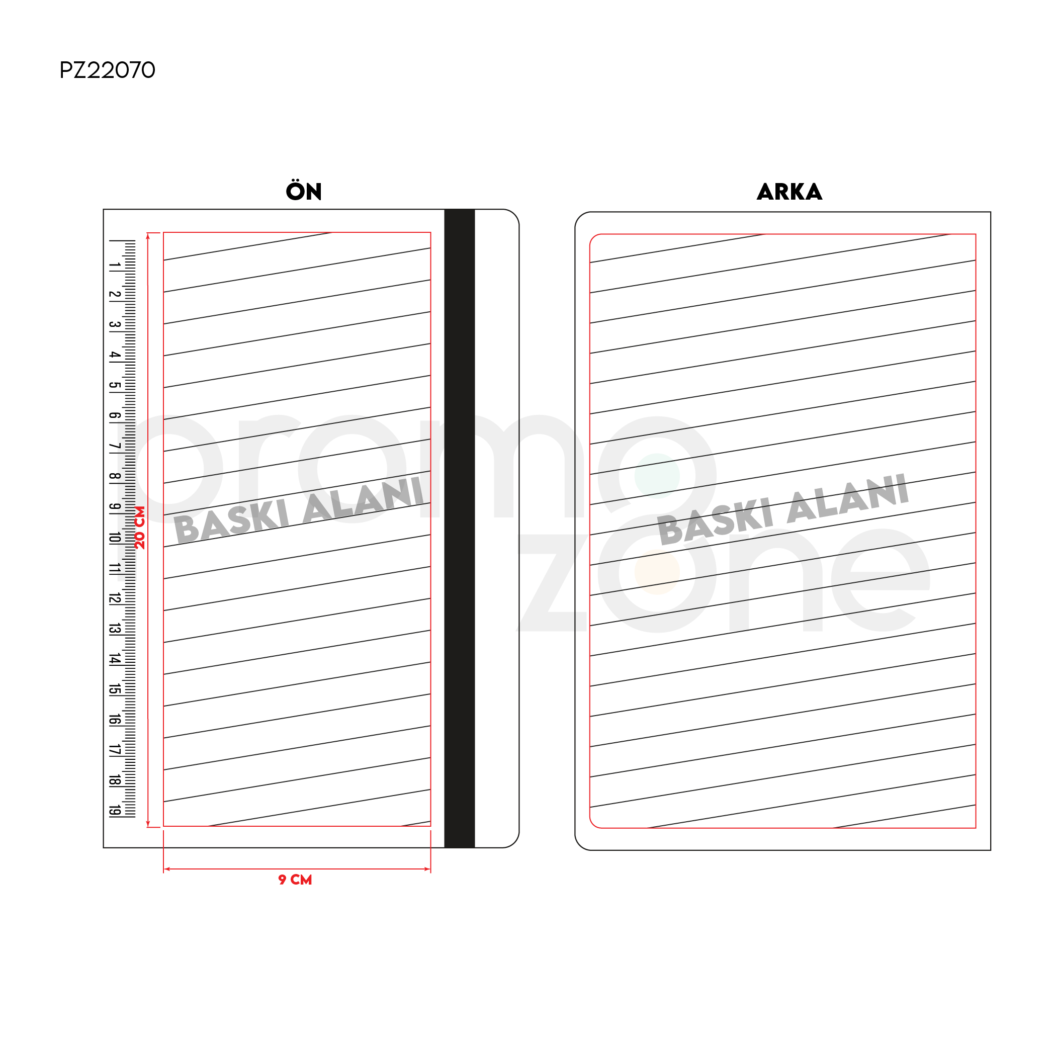 Termoderi Kapak Cetvelli Defter ( 13 x 21 cm ) Promozone