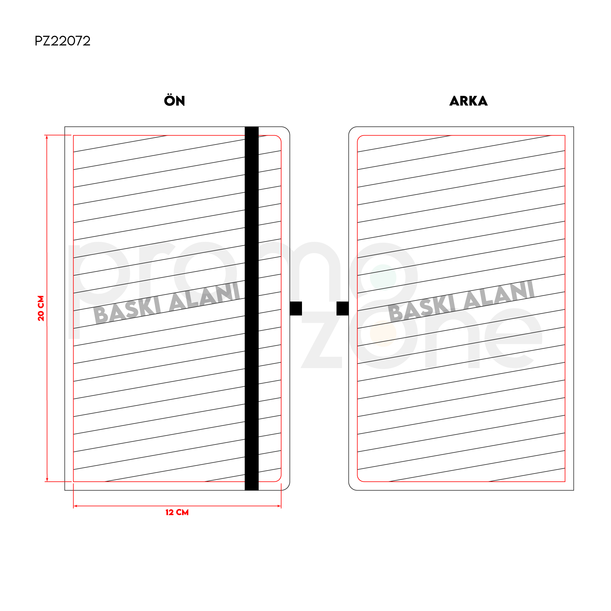 13 x 21 cm Kraft Sert Kapaklı Tarihsiz Defter 128 Sayfa 110 gr Siyah İç Kağıt Kalem Takma Yerli Promozone