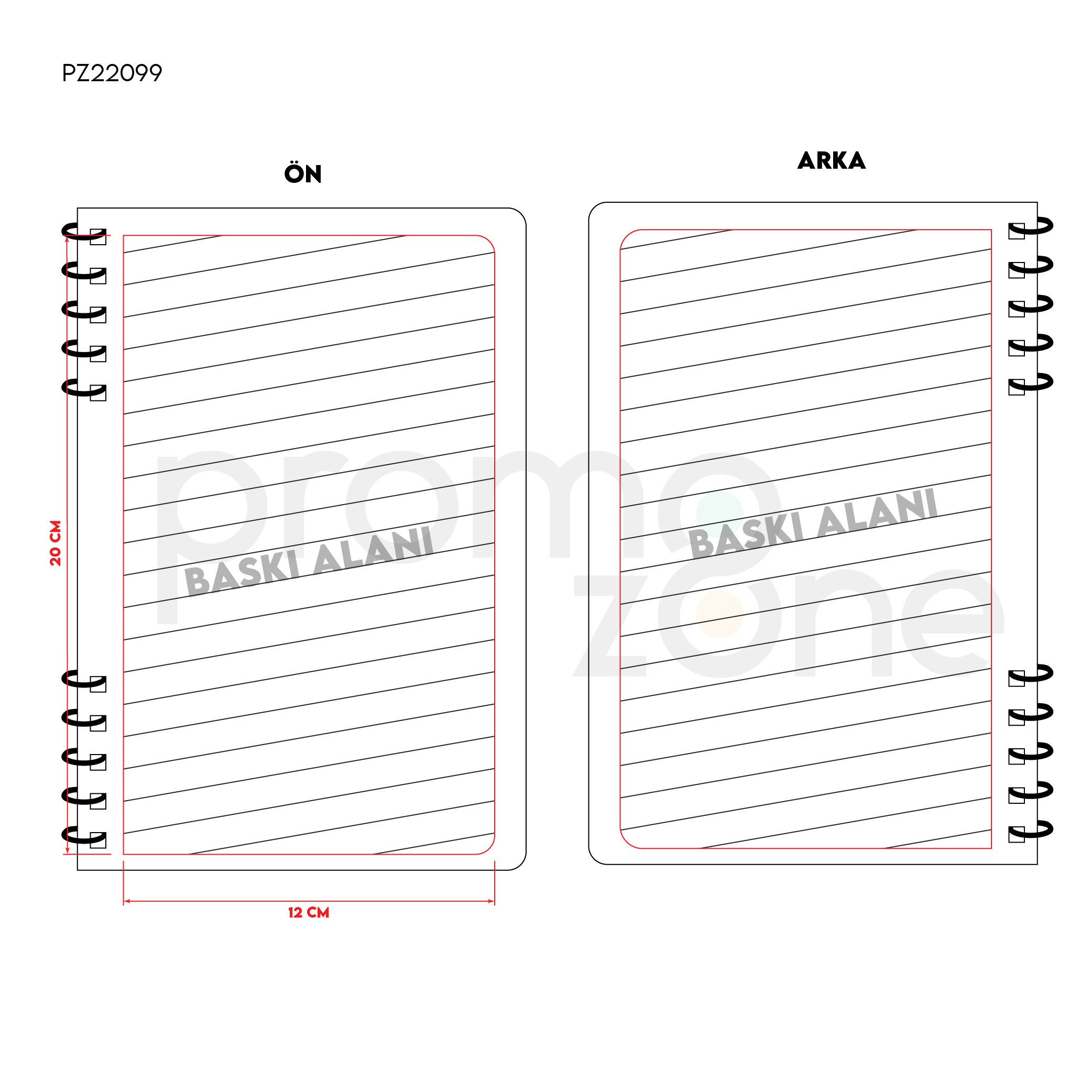 Sert Kapaklı Spiralli Defter 14,2 × 21 cm Promozone