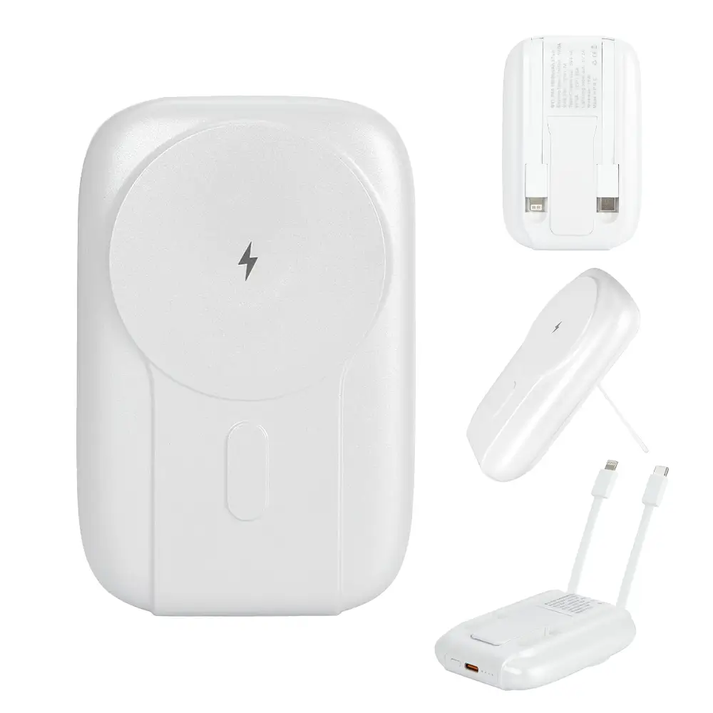 10000 mAh Magsafe Hızlı Şarj Özellikli Dahili Kablolu Powerbank - Logo Baskılı