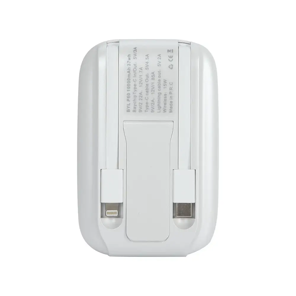 10000 mAh Magsafe Hızlı Şarj Özellikli Dahili Kablolu Powerbank - Logo Baskılı