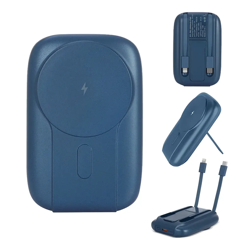 10000 mAh Magsafe Hızlı Şarj Özellikli Dahili Kablolu Powerbank - Logo Baskılı Promozone